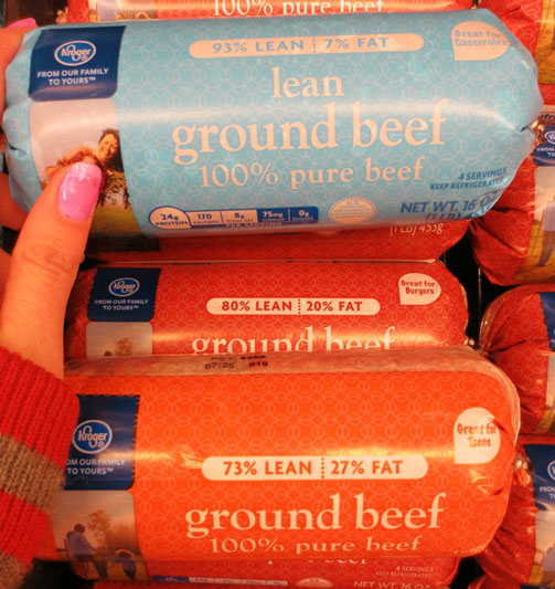 There are different grades of ground beef, graded on the percent of fat with in it.
